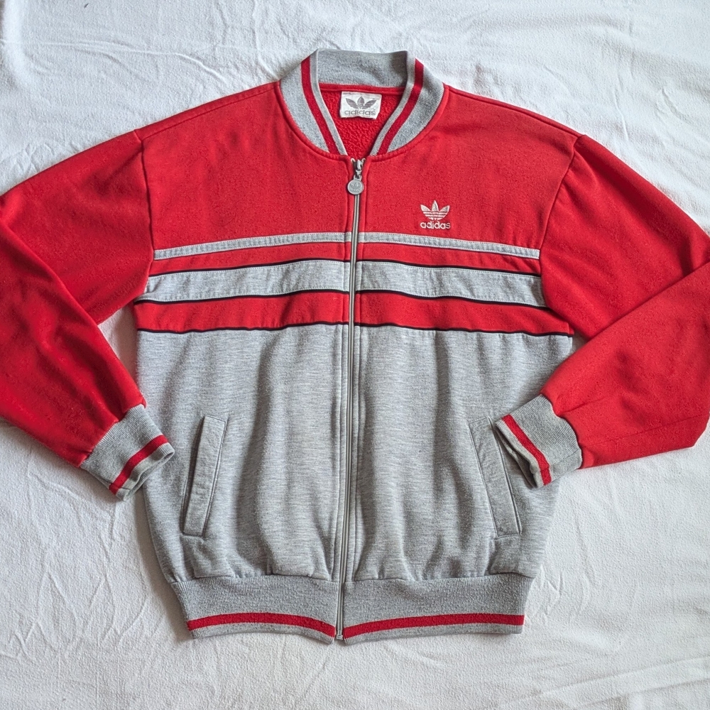 Adidas Red and Gray Men's Sweater